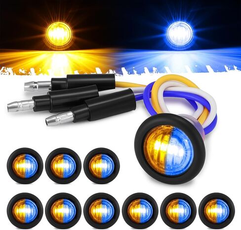 XtraGlow D16 3/4 Dual Revolution LED Lights Amber to White Turn Signal & Marker Lights for Trailer Truck Camper RV with Bullet Plug in Saudi Arabia