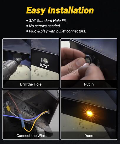XtraGlow D16 3/4 Dual Revolution LED Lights Amber to White Turn Signal & Marker Lights for Trailer Truck Camper RV with Bullet Plug in Saudi Arabia