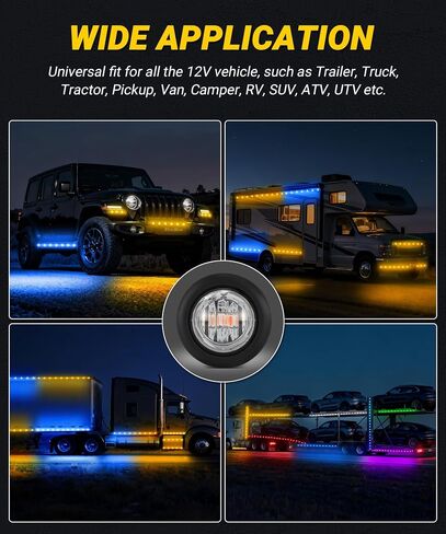 XtraGlow D16 3/4 Dual Revolution LED Lights Amber to White Turn Signal & Marker Lights for Trailer Truck Camper RV with Bullet Plug in Saudi Arabia