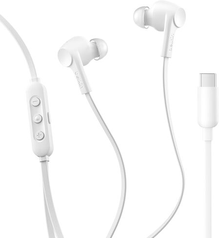 سماعات أذن Belkin SoundForm النشطة المانعة للضوضاء السلكية مع موصل USB C، وتصنيف IPX5، وسماعات داخل الأذن مع ميكروفون لهاتف iPhone 17/16/15، وiPad mini، وGalaxy S25، وGoogle Pixel 10، والمزيد - أسود in Saudi Arabia
