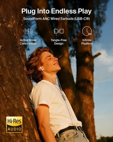 سماعات أذن Belkin SoundForm النشطة المانعة للضوضاء السلكية مع موصل USB C، وتصنيف IPX5، وسماعات داخل الأذن مع ميكروفون لهاتف iPhone 17/16/15، وiPad mini، وGalaxy S25، وGoogle Pixel 10، والمزيد - أسود in Saudi Arabia