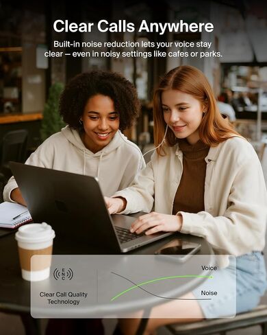 سماعات أذن Belkin SoundForm النشطة المانعة للضوضاء السلكية مع موصل USB C، وتصنيف IPX5، وسماعات داخل الأذن مع ميكروفون لهاتف iPhone 17/16/15، وiPad mini، وGalaxy S25، وGoogle Pixel 10، والمزيد - أسود in Saudi Arabia