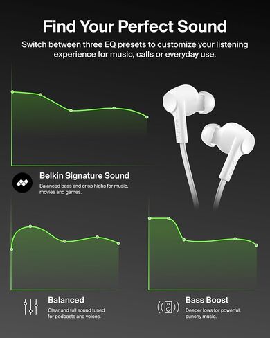 سماعات أذن Belkin SoundForm النشطة المانعة للضوضاء السلكية مع موصل USB C، وتصنيف IPX5، وسماعات داخل الأذن مع ميكروفون لهاتف iPhone 17/16/15، وiPad mini، وGalaxy S25، وGoogle Pixel 10، والمزيد - أسود in Saudi Arabia