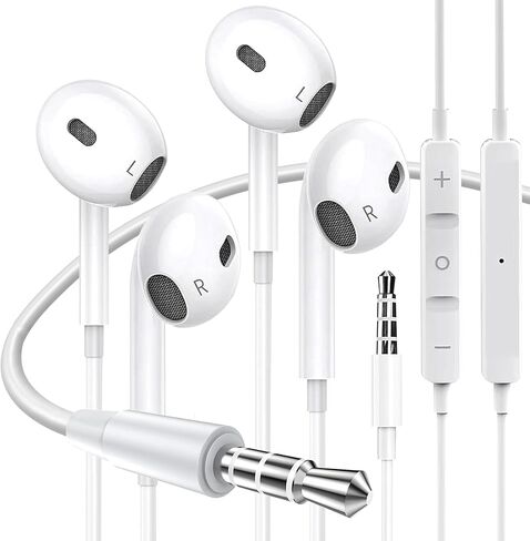 سماعات رأس USB C لهاتف iPhone 17، قطعتان من سماعات الأذن USB من النوع C HiFi لتقليل الضوضاء مع ميكروفون والتحكم في مستوى الصوت لهاتف iPhone 17 16 15، iPad Pro، Galaxy S23/S22/S21/Ultra Note 20، Pixel 7 - أبيض in Kuwait