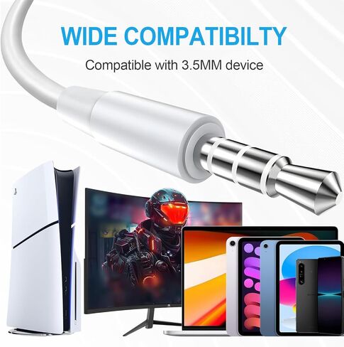 سماعات رأس USB C لهاتف iPhone 17، قطعتان من سماعات الأذن USB من النوع C HiFi لتقليل الضوضاء مع ميكروفون والتحكم في مستوى الصوت لهاتف iPhone 17 16 15، iPad Pro، Galaxy S23/S22/S21/Ultra Note 20، Pixel 7 - أبيض in Kuwait