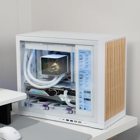 حافظة الكمبيوتر Shiny Snake G600 MFF مع شاشة جانبية مقاس 11.3 بوصة - اللوحة الأم M-ATX/Mini-ITX - 120/240/280/360 AIO + مشعاع 170 مم + متوافق مع وحدة معالجة الرسومات 400 مم - زجاج مقسى + ما يصل إلى 7 مراوح تبريد، أبيض البتولا in Kuwait