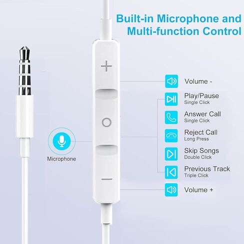 سماعات رأس USB C لهاتف iPhone 17، قطعتان من سماعات الأذن USB من النوع C HiFi لتقليل الضوضاء مع ميكروفون والتحكم في مستوى الصوت لهاتف iPhone 17 16 15، iPad Pro، Galaxy S23/S22/S21/Ultra Note 20، Pixel 7 - أبيض in Kuwait