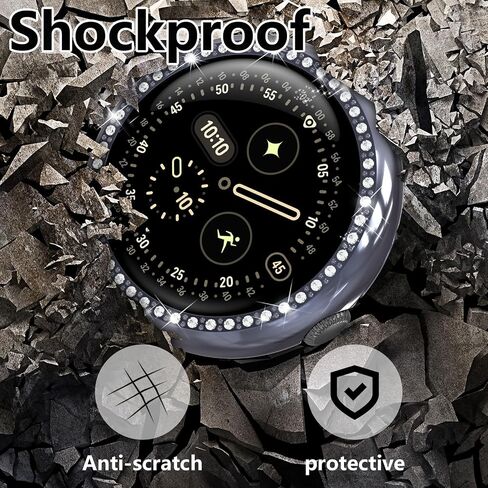5Pcs Bling Crystal Protector Compatible with Google Pixel Watch 4 41mm 2025, 5-Pack HD PC Protective Case Compatible with Google Watch 4 41mm, Transparent, Black, Silver, Rose Gold, Gunmetal in Kuwait