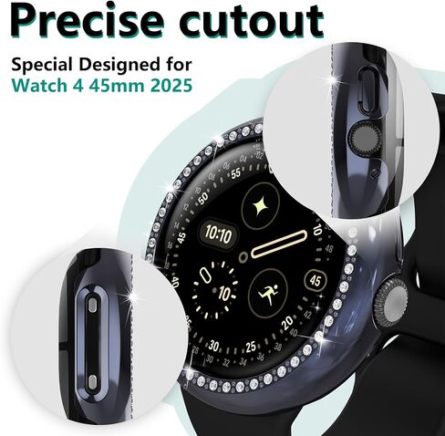 5Pcs Bling Crystal Protector Compatible with Google Pixel Watch 4 41mm 2025, 5-Pack HD PC Protective Case Compatible with Google Watch 4 41mm, Transparent, Black, Silver, Rose Gold, Gunmetal in Kuwait