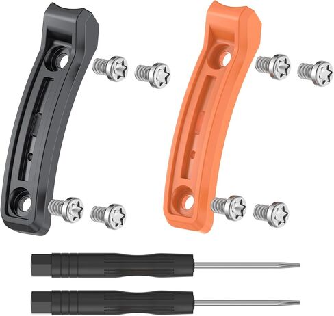 شريط ممتص الصدمات الجانبي للساعة Garmin Fenix ​​8 Pro، Fenix ​​8، Tactix 8، Quatix 8 - حافة واقية من سبائك الزنك مضادة للتصادمات مع مسامير باللون البرتقالي والرمادي، متانة معززة (قطعتان برتقالي + رمادي، 51 مم) in Kuwait
