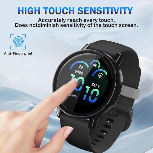 عبوتان لحافظة حماية شاشة الساعة الذكية Garmin vivoactive 6، تغطية كاملة عالية الدقة ورفيعة للغاية مقاومة للخدش، منفذ شاحن + حماية صلبة من البولي كربونات مع فيلم مقسى مدمج (أسود) in Kuwait