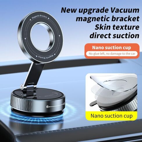حامل هاتف Veltrix Magno Grip Pro، حامل هاتف مغناطيسي قابل للتعديل 360 درجة، حامل شفط كهربائي قابل للطي مع قاعدة بنمط ماسي للسيارة/المرآة/سطح أملس، مادة معدنية in Saudi Arabia