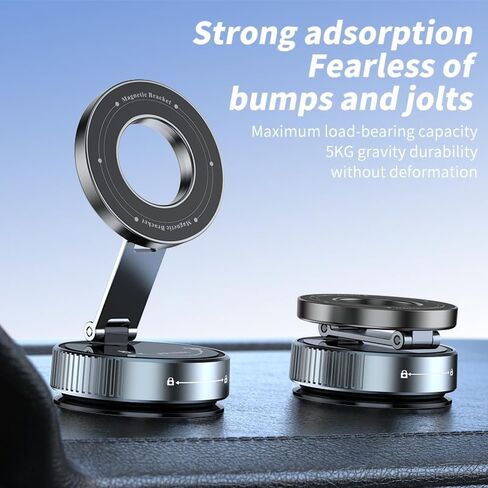 حامل هاتف Veltrix Magno Grip Pro، حامل هاتف مغناطيسي قابل للتعديل 360 درجة، حامل شفط كهربائي قابل للطي مع قاعدة بنمط ماسي للسيارة/المرآة/سطح أملس، مادة معدنية in Saudi Arabia