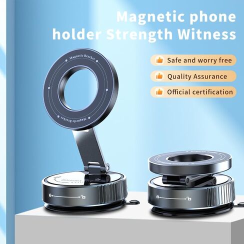 حامل هاتف Veltrix Magno Grip Pro، حامل هاتف مغناطيسي قابل للتعديل 360 درجة، حامل شفط كهربائي قابل للطي مع قاعدة بنمط ماسي للسيارة/المرآة/سطح أملس، مادة معدنية in Saudi Arabia