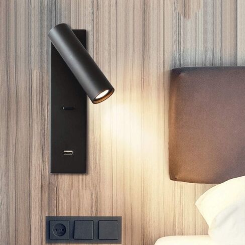 Adjustable LED Wall Lamp with USB Charger - Black Bedside Reading Light, Table Desk Spotlight, Ideal for Shelves and Chaners (4000K) in Saudi Arabia