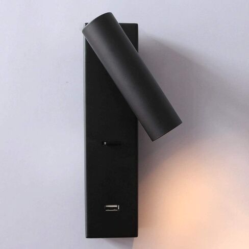 Adjustable LED Wall Lamp with USB Charger - Black Bedside Reading Light, Table Desk Spotlight, Ideal for Shelves and Chaners (4000K) in Saudi Arabia