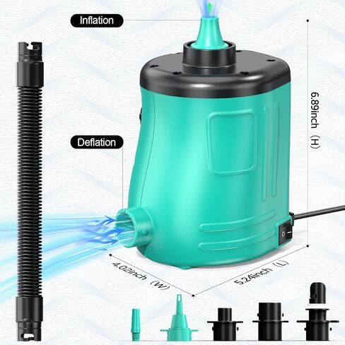 MAACOULD Electric Air Pump for Inflatables: Air Mattress Pump for Balloons Pool Floats Boat for Quick-Fill Inflator/Deflator - 400W 110V AC Inflatable for Gender Reveal Celebration Party Outdoor Home in Saudi Arabia