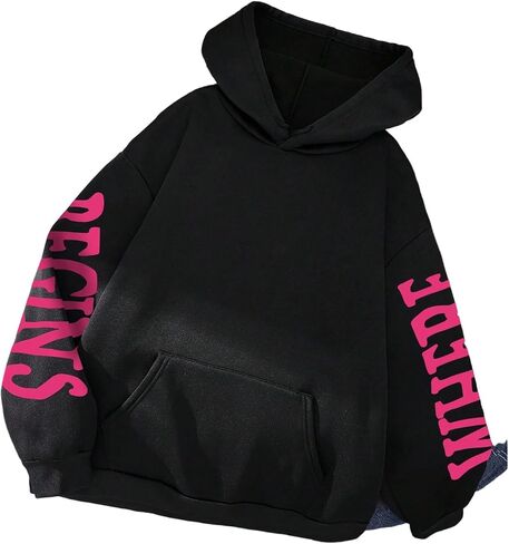Hoodies النسائية المكساة Y2K محصول بلوزات كبيرة الحجم in Saudi Arabia
