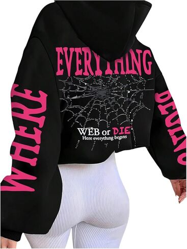 Hoodies النسائية المكساة Y2K محصول بلوزات كبيرة الحجم in Saudi Arabia