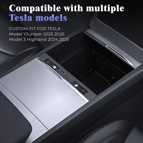 موزع USB 65 وات لطراز Tesla 3، الطراز الجديد Y Juniper 2024 2025 2026 - شاحن سريع لملحقات Tesla Model 3 Highland، محور شاحن USB للهاتف قابل للسحب 4 منافذ، كابلين من النوع C (أسود) in Saudi Arabia