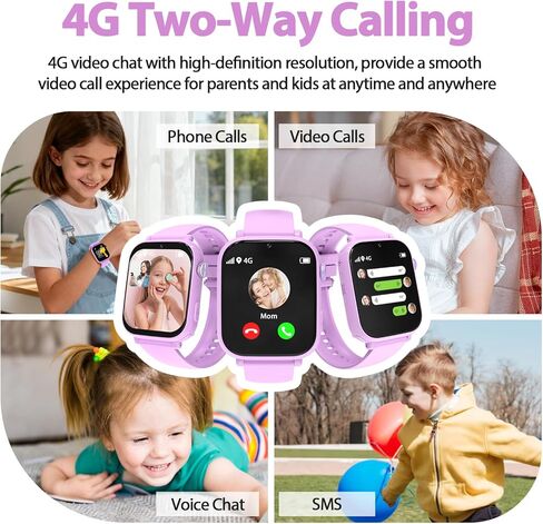 ساعات ذكية للأطفال من AXYWINBO للفتيات والأولاد 4G GPS Call Text-Smart Watch للأطفال لعبة كاميرا عداد الخطى وساعة منبه وآلة حاسبة للأطفال وهدايا للبنات والأولاد من عمر 4 إلى 12 عامًا باللون الوردي in Kuwait