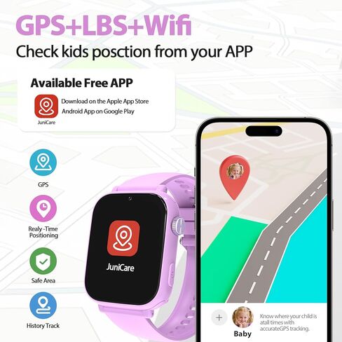 ساعات ذكية للأطفال من AXYWINBO للفتيات والأولاد 4G GPS Call Text-Smart Watch للأطفال لعبة كاميرا عداد الخطى وساعة منبه وآلة حاسبة للأطفال وهدايا للبنات والأولاد من عمر 4 إلى 12 عامًا باللون الوردي in Kuwait