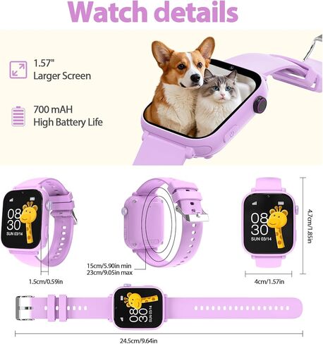 ساعات ذكية للأطفال من AXYWINBO للفتيات والأولاد 4G GPS Call Text-Smart Watch للأطفال لعبة كاميرا عداد الخطى وساعة منبه وآلة حاسبة للأطفال وهدايا للبنات والأولاد من عمر 4 إلى 12 عامًا باللون الوردي in Kuwait