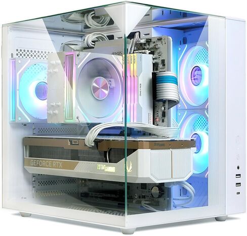 Zalman ZQBE ATX Mid Tower PC Case, 3 x PWM ARGB Fans with Multi-Port Fan Hub RGB Controller Included, USB Type-C 3.2, 240mm Radiator Support, Full-View Panoramic Tempered Glass Panels, White in Kuwait
