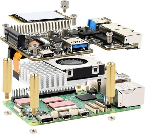 PCIe to USB 3.2 Gen1 M.2 NVMe Adapter, 2.5G Ethernet Port with VL805 Controller Chip, for RasPi 5 and 2230 2242 2260 2280 M.2 SSD in Saudi Arabia