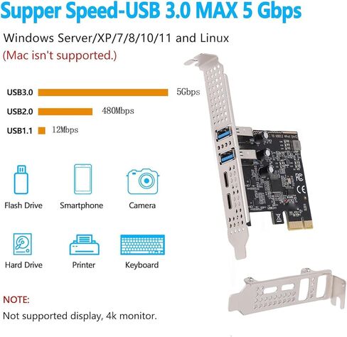 بطاقة توسيع Gugxiom PCIe إلى USB 3.2 Gen 1، منفذين من النوع C ومنفذين من النوع A، بطاقة USB توسيع PCIe بسرعة 5 جيجابت في الثانية لأجهزة الكمبيوتر المكتبية in Saudi Arabia