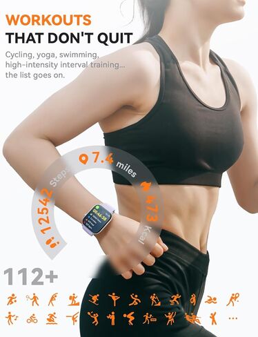 ساعات ذكية للنساء والرجال، ساعة تتبع اللياقة البدنية مع 110 أوضاع رياضية، عداد الخطوات/مراقبة النوم/عداد الخطى، IP68 مقاومة للماء، مكالمات بلوتوث والتحكم في الموسيقى ساعة ذكية لهواتف iPhone/Android in Kuwait