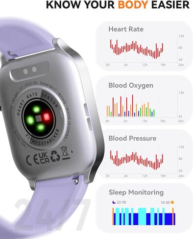 ساعات ذكية للنساء والرجال، ساعة تتبع اللياقة البدنية مع 110 أوضاع رياضية، عداد الخطوات/مراقبة النوم/عداد الخطى، IP68 مقاومة للماء، مكالمات بلوتوث والتحكم في الموسيقى ساعة ذكية لهواتف iPhone/Android in Kuwait