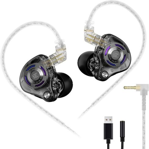 سماعات رأس KZ Gale USB C، سماعات أذن سلكية لهاتف Samsung S25 S24 S23 FE S22 S21 S20 A53 A54 Type C IEM مع ميكروفون مدمج وبطاقة صوت DSP لهاتف iPhone 16 Pro Pixel 9 Pro (Type-C، أسود) in Kuwait