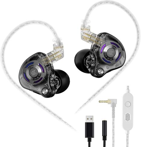 KZ Gale USB C Headphones, Wired Earbuds for Samsung S25 S24 S23 FE S22 S21 S20 A53 A54 Type C IEM Earphone with Microphone Built-in DSP Sound Card for iPhone 16 Pro Pixel 9 Pro (Type-C, Black) in Saudi Arabia