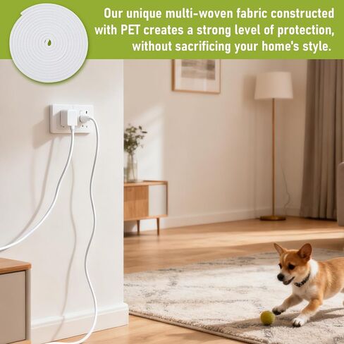 13ft Cord Protectors from Pets No Chew, Dog Cat Cord Protector Flexible Cable Sleeve Durable Braided Cords Cover Wire Protector from Rabbits Cats Ideal for USB, Power, Audio, Video Cords, White in Saudi Arabia