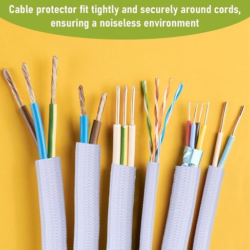 13ft Cord Protectors from Pets No Chew, Dog Cat Cord Protector Flexible Cable Sleeve Durable Braided Cords Cover Wire Protector from Rabbits Cats Ideal for USB, Power, Audio, Video Cords, White in Saudi Arabia