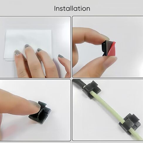 20pcs Cable Clips Set with Adhesive, Wire Holder Organizer Cord Management, Small Desk & Wall Organizer for Ethernet Cable, Car, Christmas Lights, Black in Saudi Arabia