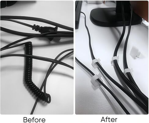 20pcs Cable Clips Set with Adhesive, Wire Holder Organizer Cord Management, Small Desk & Wall Organizer for Ethernet Cable, Car, Christmas Lights, Black in Saudi Arabia