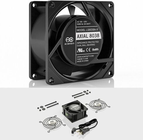 AC Infinity AXIAL 8038، مروحة مافن هادئة، 120 فولت تيار متردد 80 مم × 38 مم سرعة منخفضة، معتمدة من UL لمشاريع عادم تهوية التبريد DIY (عبوة من قطعتين) in Saudi Arabia