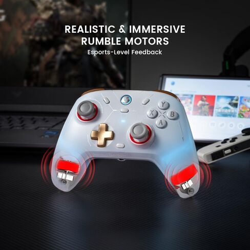 GameSir Cyclone 2 Pro Wireless Controller for Switch, Windows PC, Steam, Android, iOS, PC Game Controller with Mag-Res™ TMR Sticks, Hall Effect Triggers, RGB Lightning, 6-Axis Gyro(White)(Renewed) in Saudi Arabia