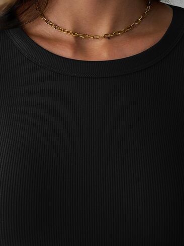 نساء 3/4 قمم الأكمام مضلعة متماسكة قليلة القمصان الضيقة الضيقة Crewneck tee theirt 2025 الخريف ملابس غير رسمية in Saudi Arabia