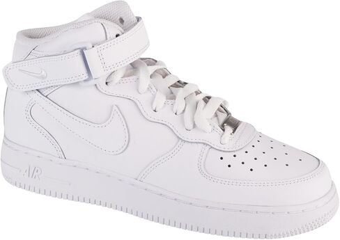 Nike Air Force 1 Mid Leather GS Boys Shoes Size 5 ، Color: White/White in Saudi Arabia