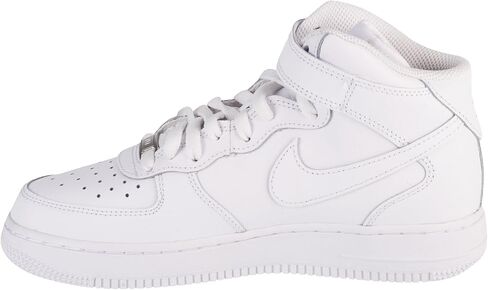 Nike Air Force 1 Mid Leather GS Boys Shoes Size 5 ، Color: White/White in Saudi Arabia