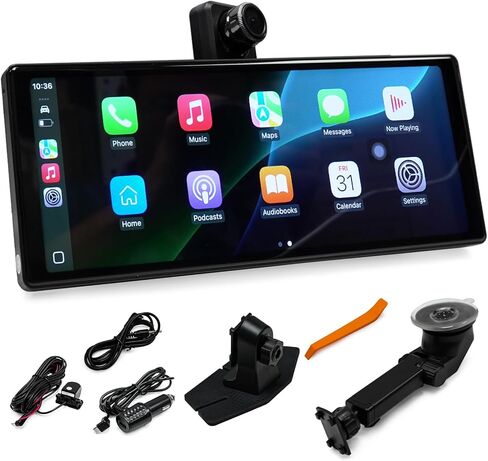 شاشة سيارة محمولة مقاس 10.26 بوصة مع ميزة CarPlay اللاسلكية وAndroid Auto، وملاحة GPS مدمجة للشاحنة، وكاميرا داش 4K وكاميرا احتياطية 1080 بكسل in Kuwait