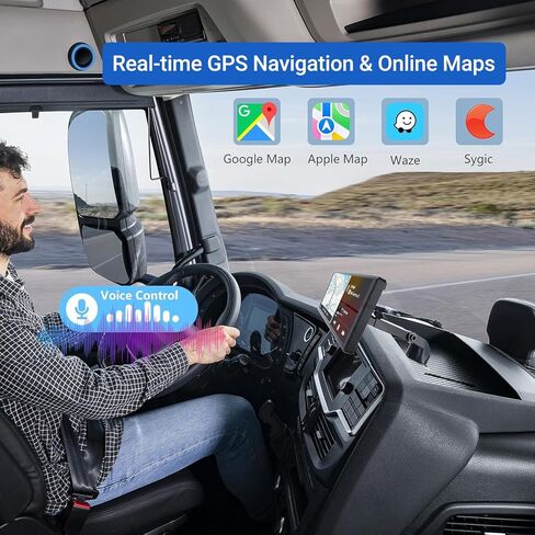 شاشة سيارة محمولة مقاس 10.26 بوصة مع ميزة CarPlay اللاسلكية وAndroid Auto، وملاحة GPS مدمجة للشاحنة، وكاميرا داش 4K وكاميرا احتياطية 1080 بكسل in Kuwait