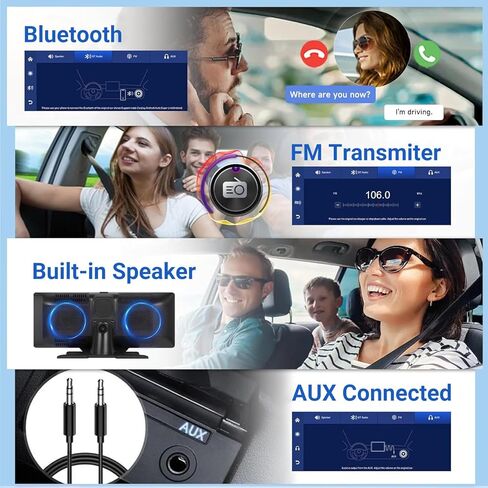 شاشة سيارة محمولة مقاس 10.26 بوصة مع ميزة CarPlay اللاسلكية وAndroid Auto، وملاحة GPS مدمجة للشاحنة، وكاميرا داش 4K وكاميرا احتياطية 1080 بكسل in Kuwait