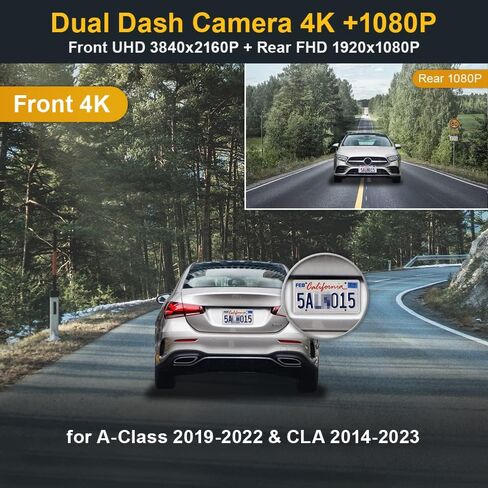 Fitcamx Front 2160P+Rear 1080P Dash Cam Suitable for Benz A Class A220 2019-2022 W176 W177 & CLA 250 2014-2023 C117 C118 (HD2-6175), OEM Style, Loop Recording WiFi, G-Sensor, Easy to Set, 128GB Card in Saudi Arabia