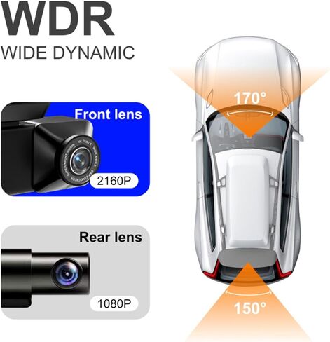 2026 Upgraded Dash cam Pro 4K Wireless Car Dashcam Front Rear, 4K 2160P/FHD Dash Camera for Cars, 3.16" IPS, 5.8GHZ WiFi, GPS, with 64GB Card, 170° Wide Angle Lens (1 Set (128G)) in Saudi Arabia