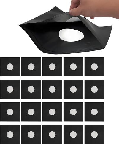 Yosoo Health Gear Record Sleeves, 20pcs 31cm Kr af t Paper Jacket Covers with Anti Static Finish for 33 RPM Records, Black in Saudi Arabia