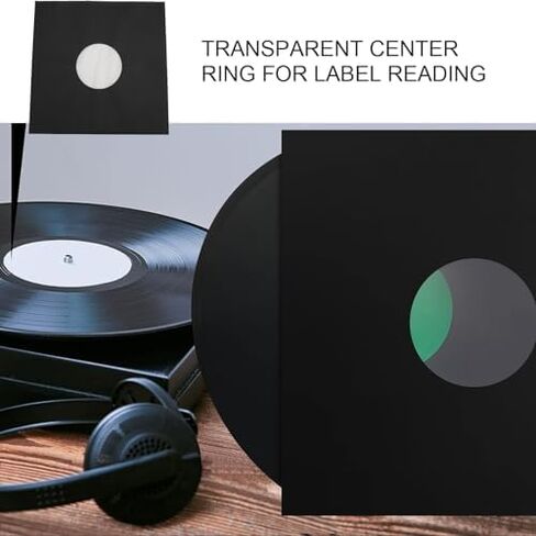 Yosoo Health Gear Record Sleeves, 20pcs 31cm Kr af t Paper Jacket Covers with Anti Static Finish for 33 RPM Records, Black in Saudi Arabia